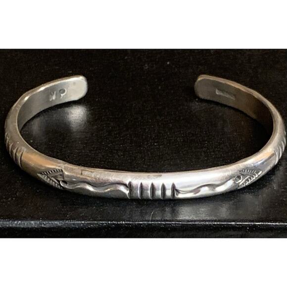 Handmade Native American Sterling Silver Cuff w/ Detailing by Neal Paquin - Picture 3 of 9